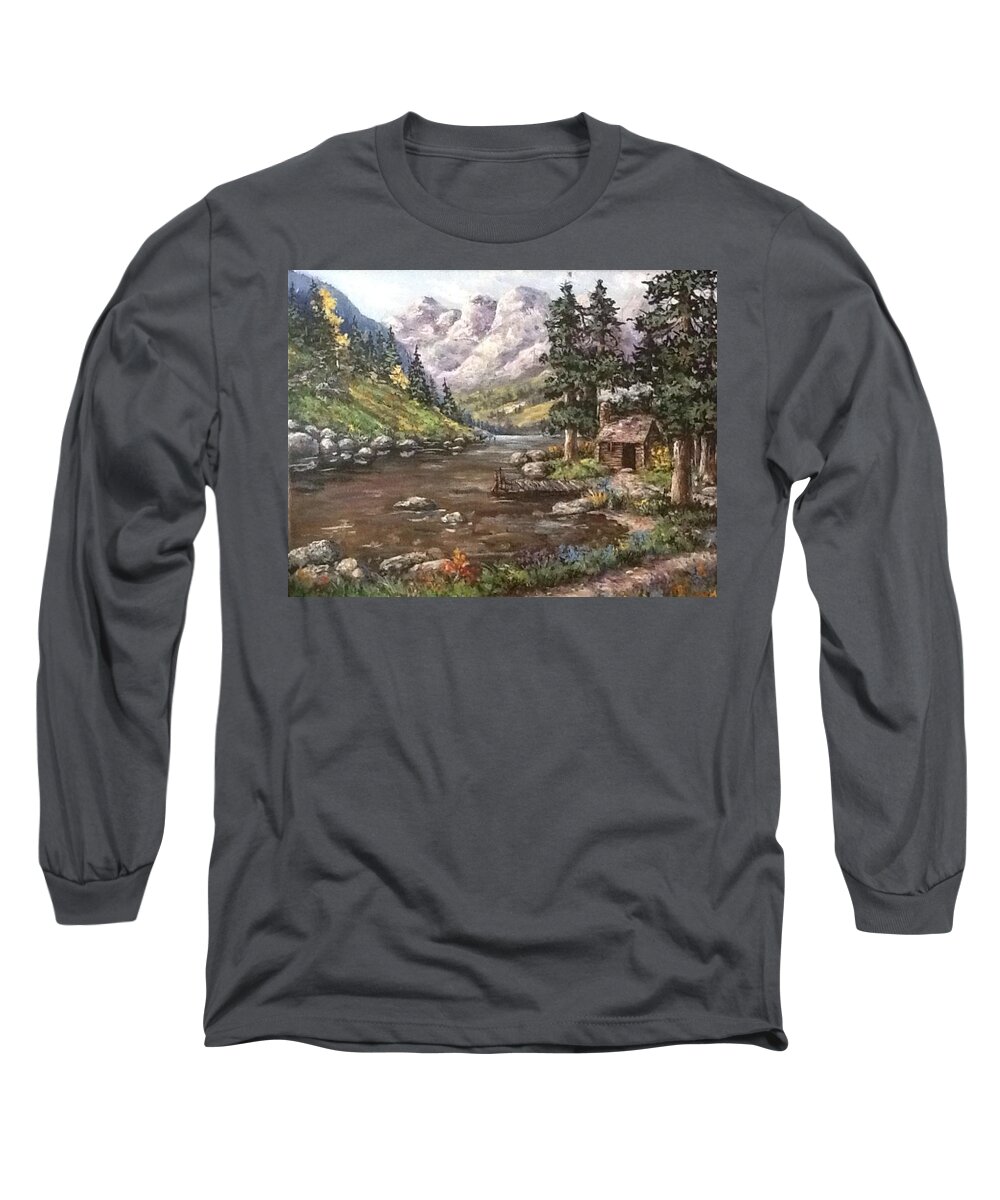 Landscape Long Sleeve T-Shirt featuring the painting Retreat by Megan Walsh