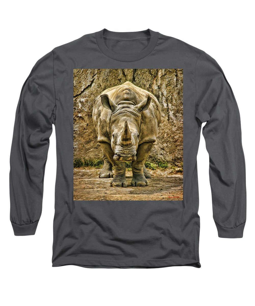 Rino Long Sleeve T-Shirt featuring the photograph Rhino by Blake Richards