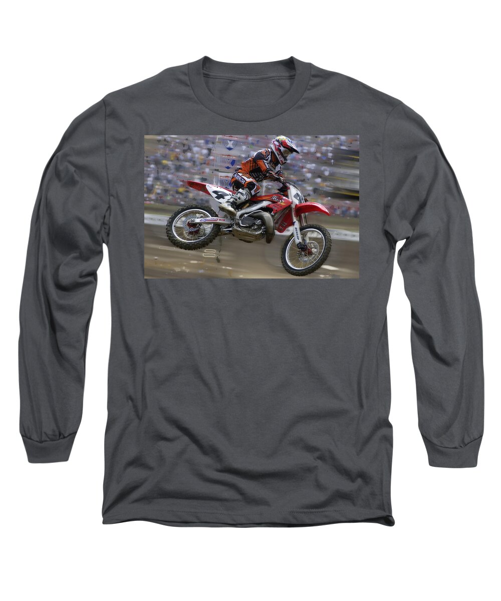 Motocross Long Sleeve T-Shirt featuring the photograph Ricky Carmichael by Robert Fawcett