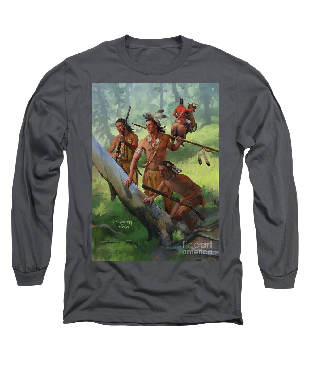  Indian Long Sleeve T-Shirt featuring the painting Ride away by Robert Corsetti