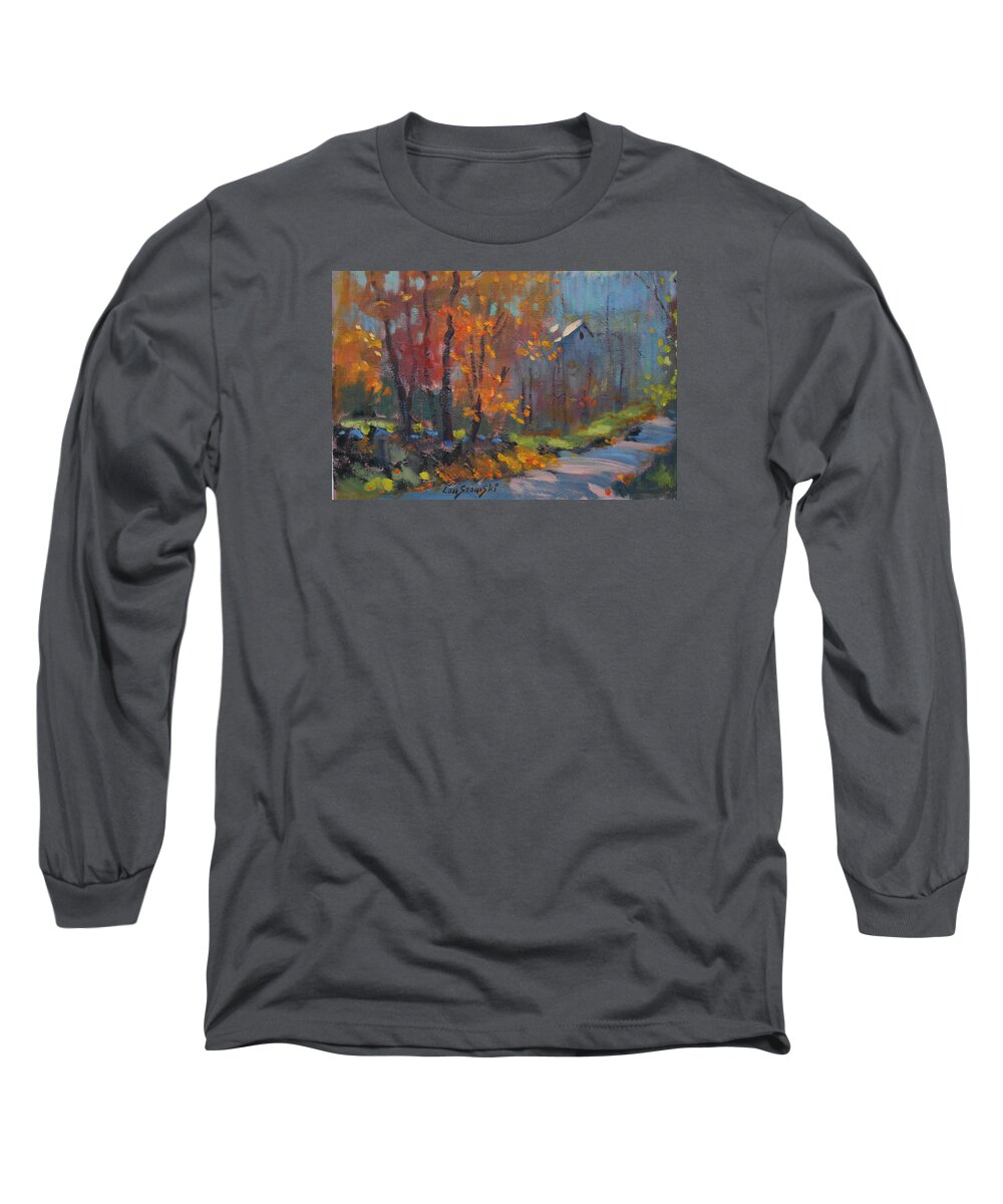 Berkshire Hills Paintings Long Sleeve T-Shirt featuring the painting Road South by Len Stomski