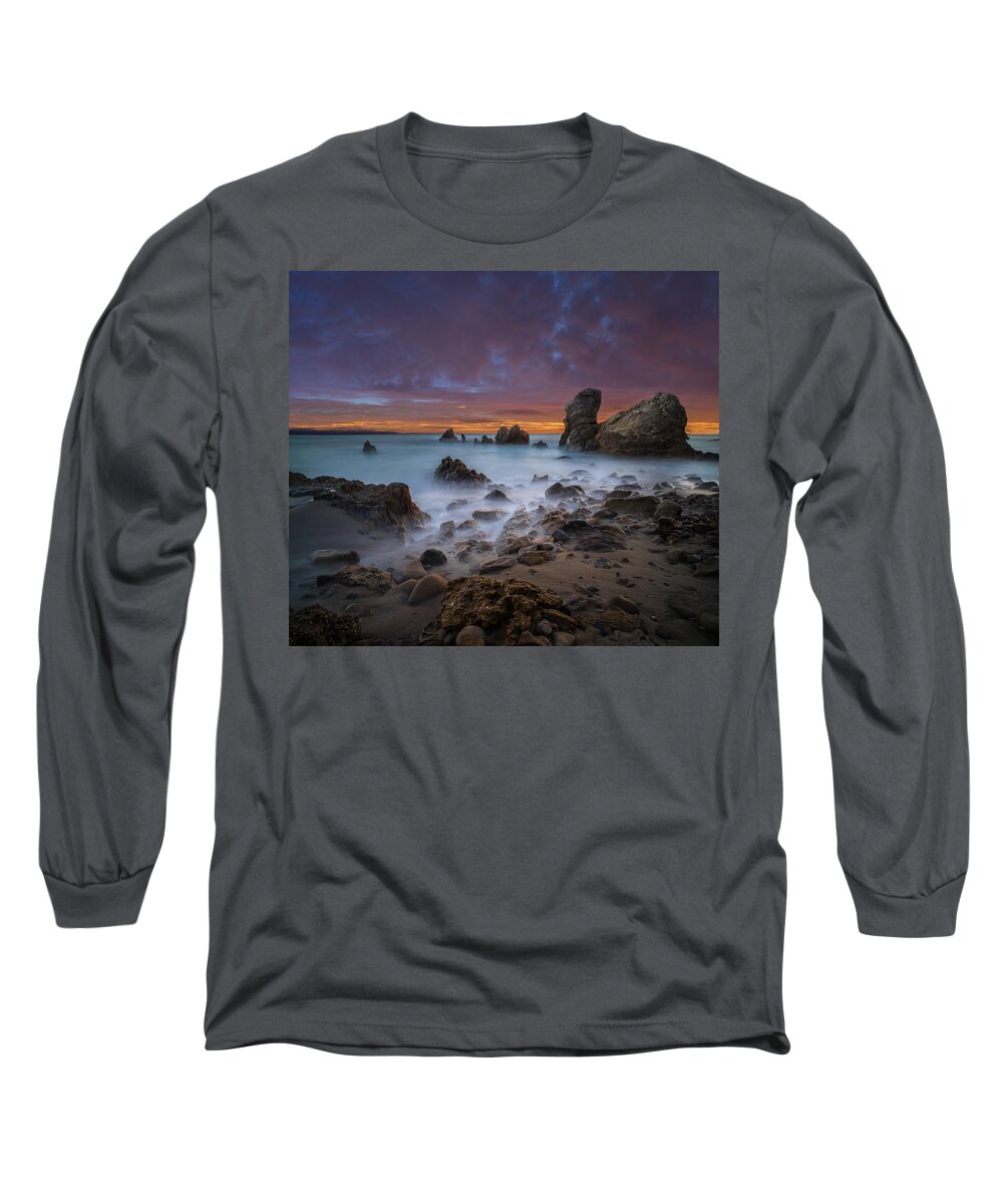 Cdm Long Sleeve T-Shirt featuring the photograph Rocky California Beach - Square by Larry Marshall
