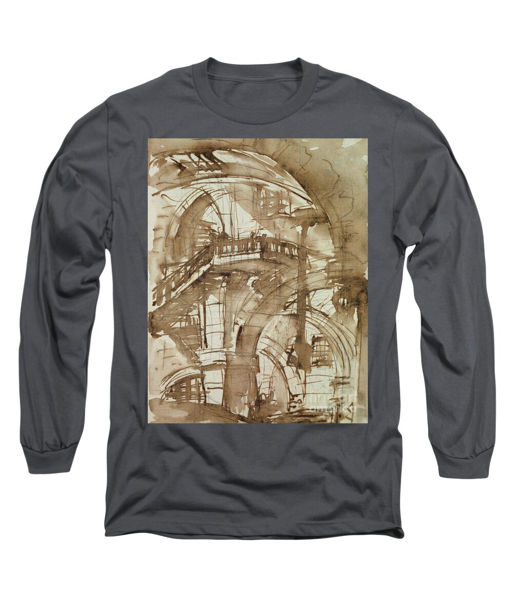 Romische Kerker; Incarceration; Gaol; Jail; Neoclassical; Barrel-vaulted Long Sleeve T-Shirt featuring the drawing Roman Prison by Giovanni Battista Piranesi