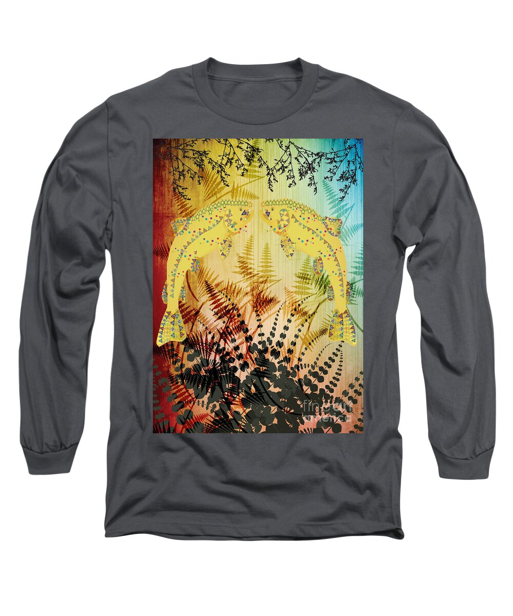 Fantasy Fish Long Sleeve T-Shirt featuring the digital art Salmon Love Gold by Kim Prowse