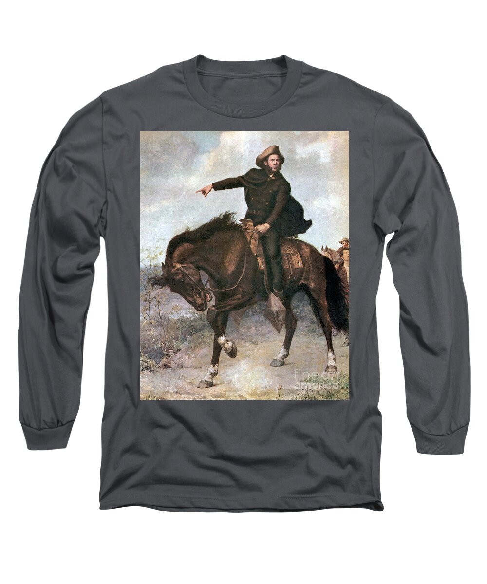 History Long Sleeve T-Shirt featuring the photograph Sam Houston At Battle Of San Jacinto by Photo Researchers
