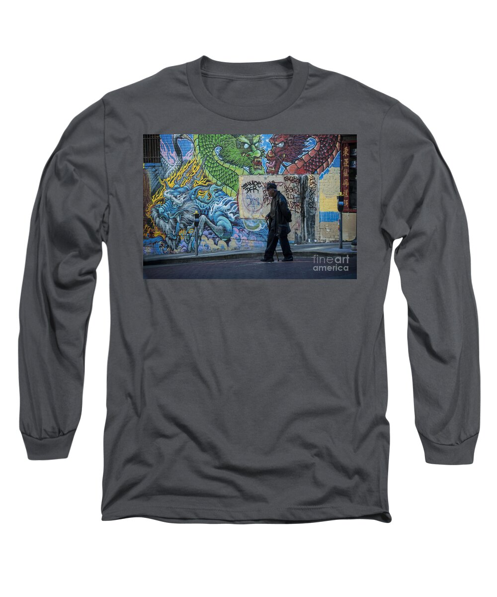 Art Long Sleeve T-Shirt featuring the photograph San Francisco Chinatown Street Art by Juli Scalzi