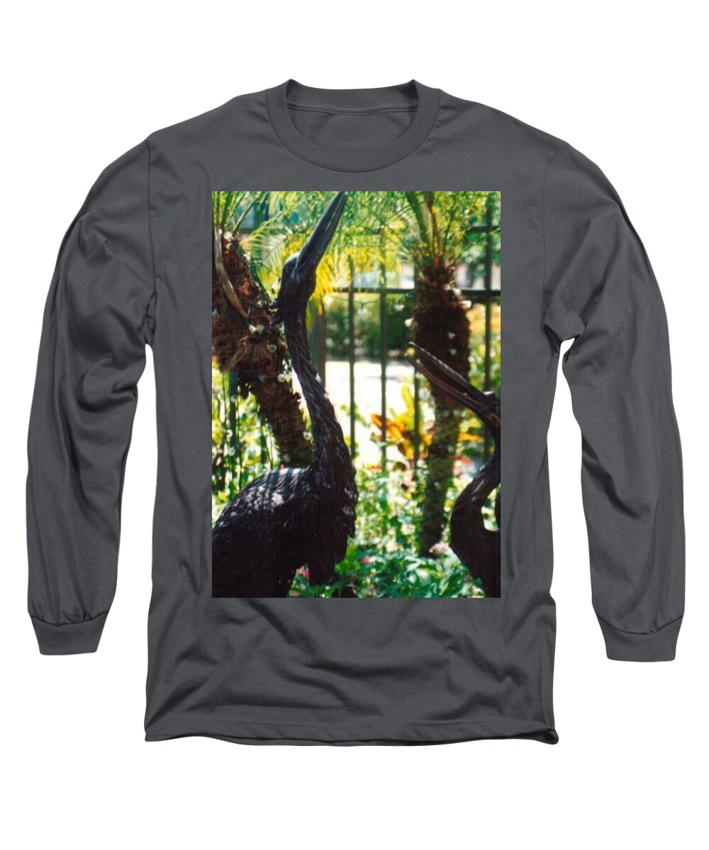 I Had An Opportunity To Photograph This Sculpture In Napels Long Sleeve T-Shirt featuring the photograph Sandcrane Sculpture by Belinda Lee