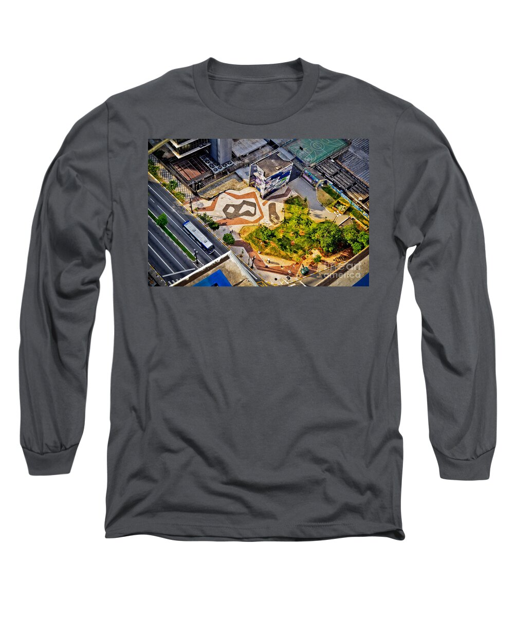Geometria Long Sleeve T-Shirt featuring the photograph Sao Paulo Downtown - Geometry of Public Spaces by Carlos Alkmin