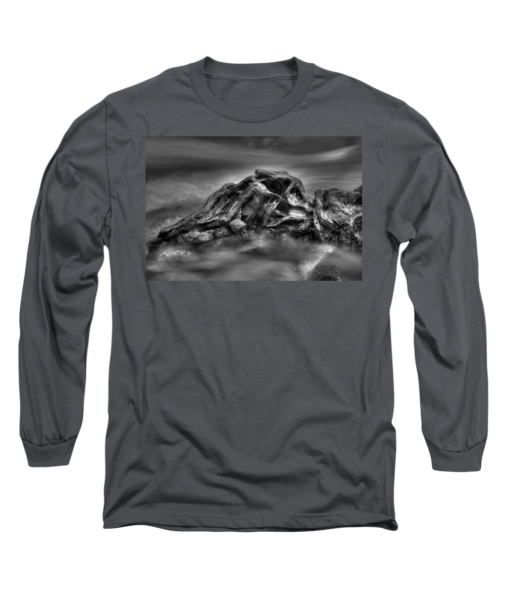 Art Long Sleeve T-Shirt featuring the photograph Sculpture by nature bw by Ivan Slosar