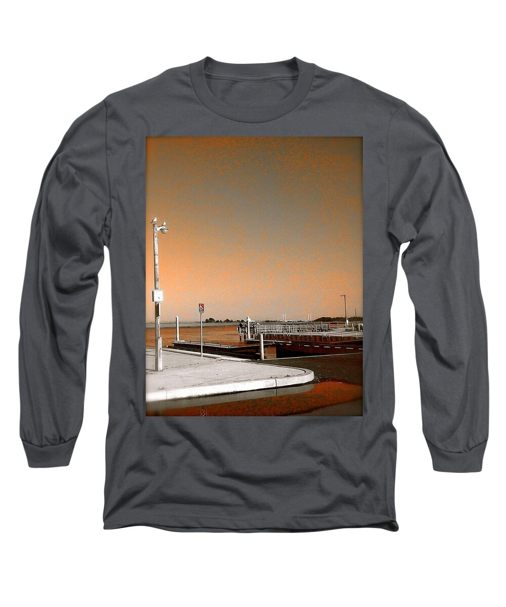 Wetlands Long Sleeve T-Shirt featuring the photograph Sea Gulls Watching Over the Wetlands in orange by Chris W Photography AKA Christian Wilson