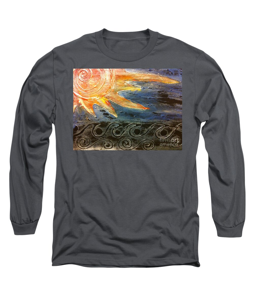 Sea Long Sleeve T-Shirt featuring the painting Sea Swept by Cleaster Cotton