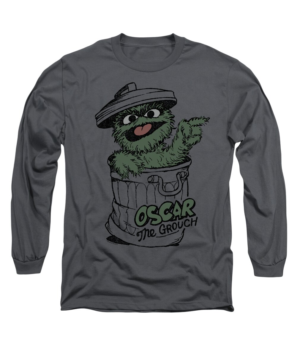 Oscar The Grouch Long Sleeve T-Shirt featuring the digital art Sesame Street - Early Grouch by Brand A