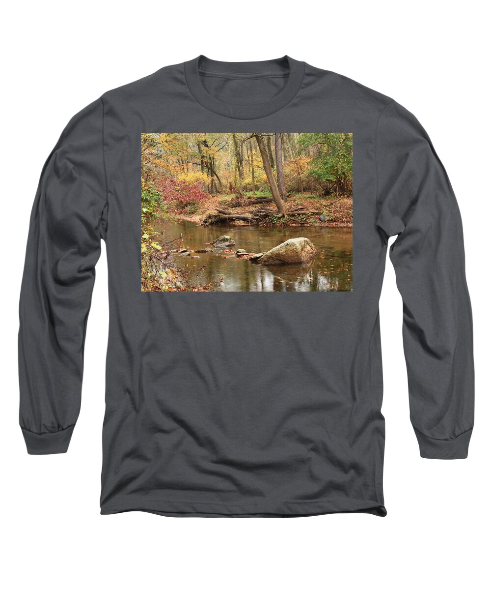 Autumn Scene Long Sleeve T-Shirt featuring the photograph Shades of Fall in Ridley Park by Patrice Zinck
