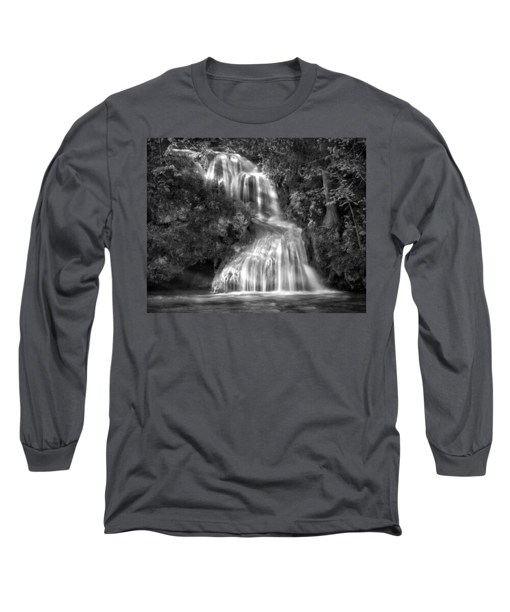 Jemmy Archer Long Sleeve T-Shirt featuring the photograph Shenandoah Waterfall B W by Jemmy Archer