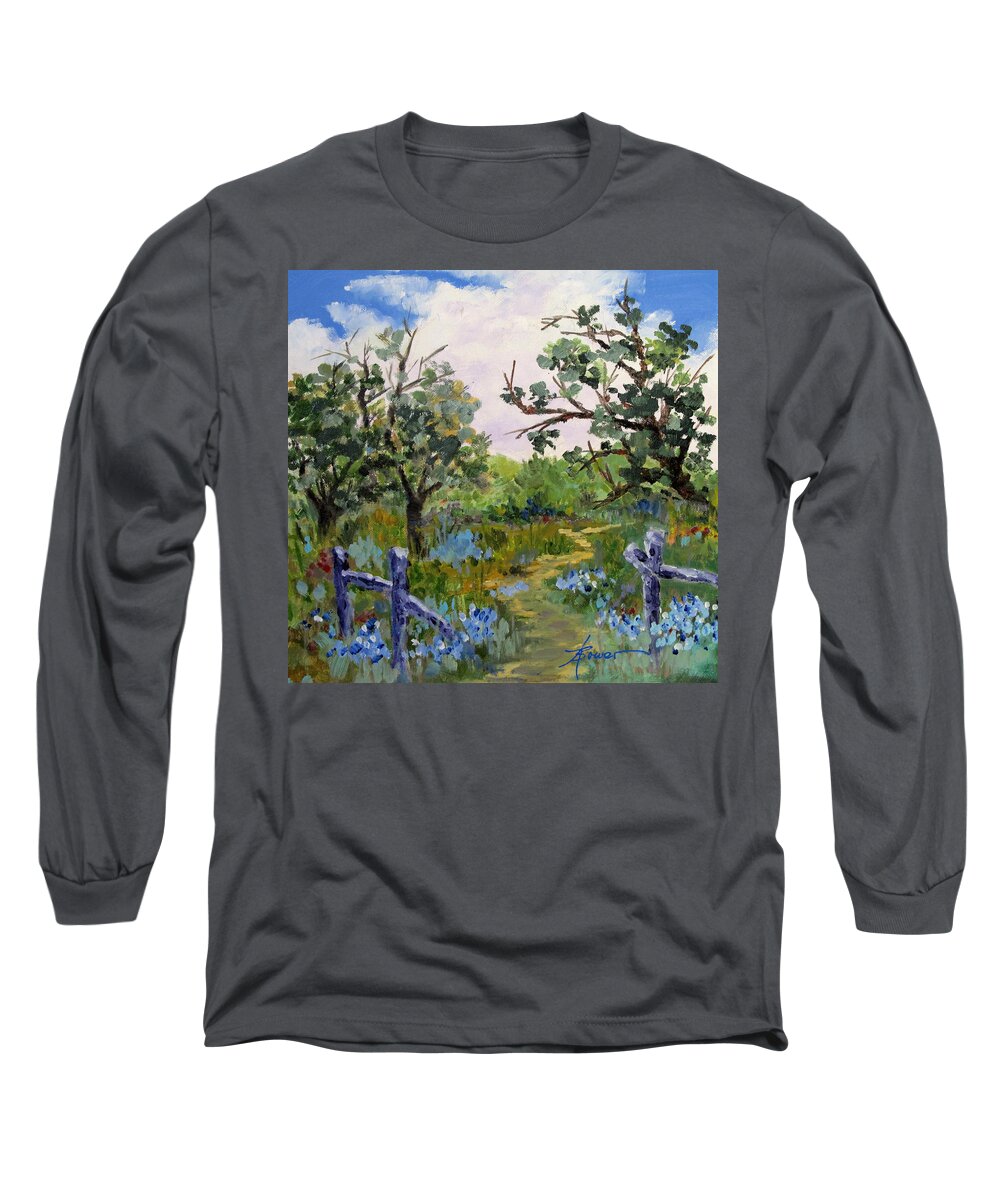 Landscapes Long Sleeve T-Shirt featuring the painting Shortcut by Adele Bower