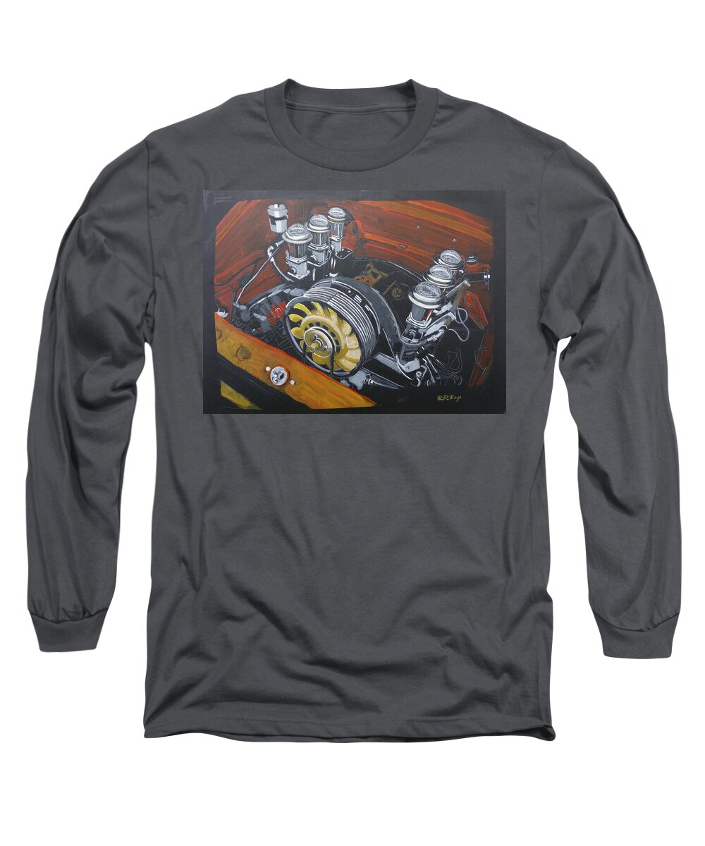 Singer Long Sleeve T-Shirt featuring the painting Singer Porsche Engine by Richard Le Page