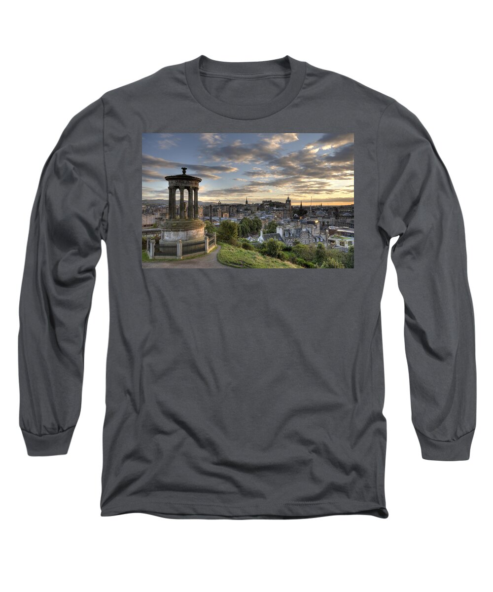Edinburgh Long Sleeve T-Shirt featuring the photograph Skyline of Edinburgh Scotland by Michalakis Ppalis