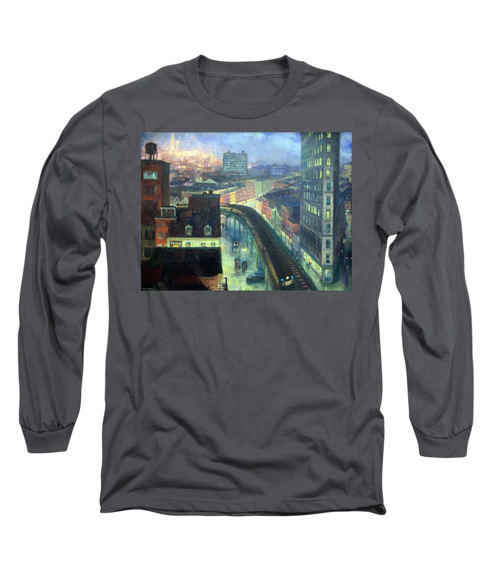 The City From Greenwich Village Long Sleeve T-Shirt featuring the photograph Sloan's The City From Greenwich Village by Cora Wandel
