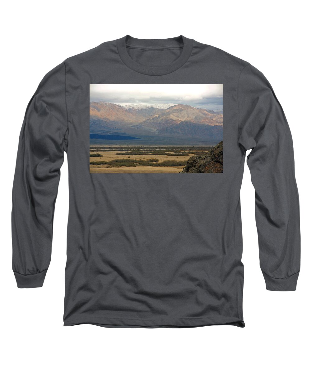 Death Valley Long Sleeve T-Shirt featuring the photograph Snow Peaks by Stuart Litoff