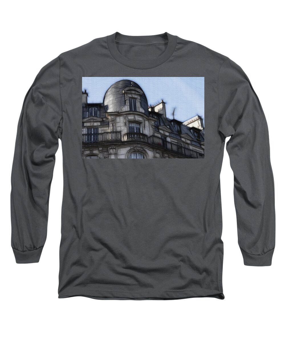 Evie Carrier Long Sleeve T-Shirt featuring the photograph Softer side of Paris Architecture by Evie Carrier