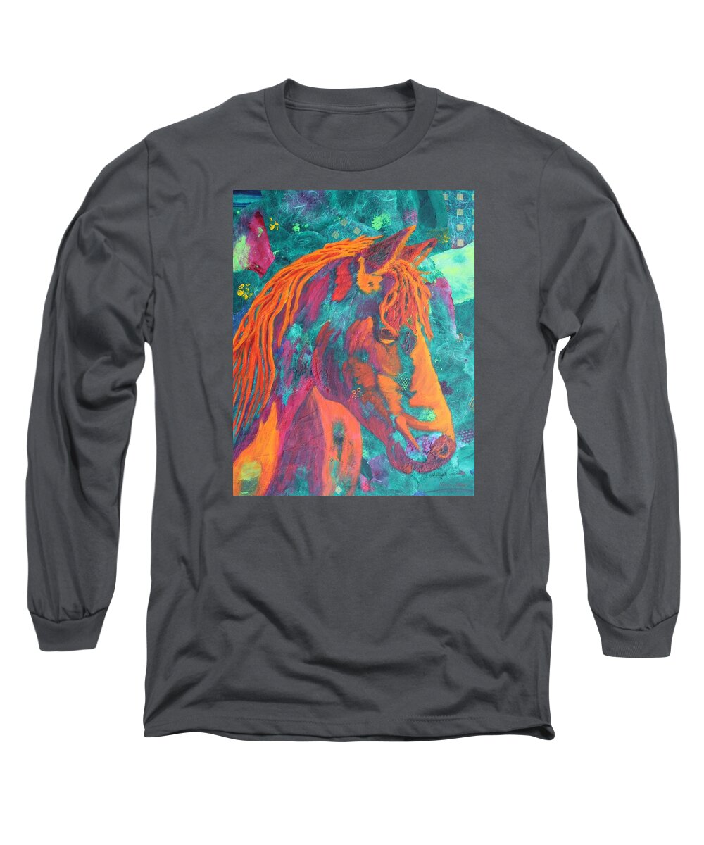Horse Long Sleeve T-Shirt featuring the painting Stable Master by Nancy Jolley
