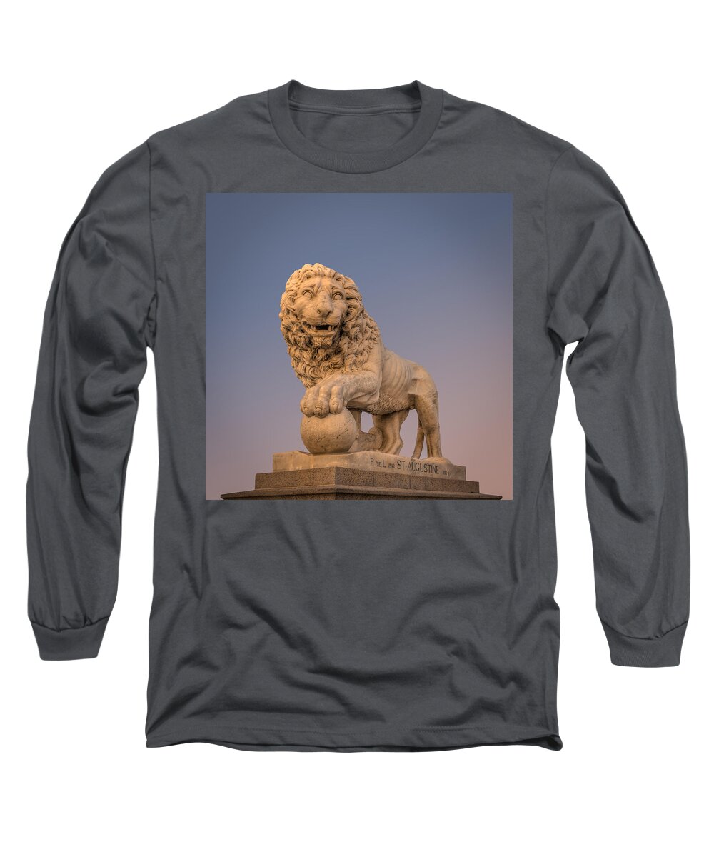 America Long Sleeve T-Shirt featuring the photograph Statue at The Bridge of Lions by Traveler's Pics
