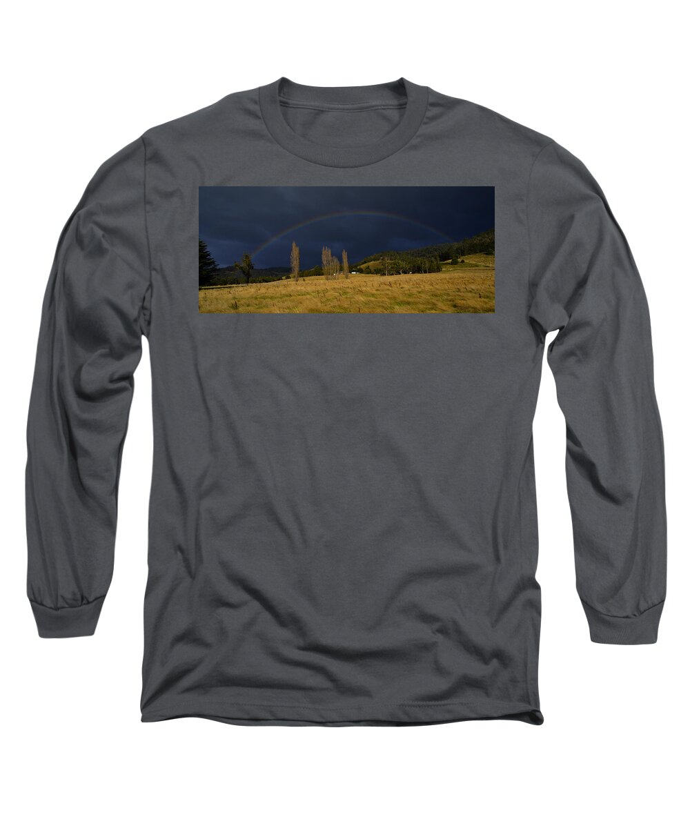 Rainbow Long Sleeve T-Shirt featuring the photograph Storm Brewing by Anthony Davey