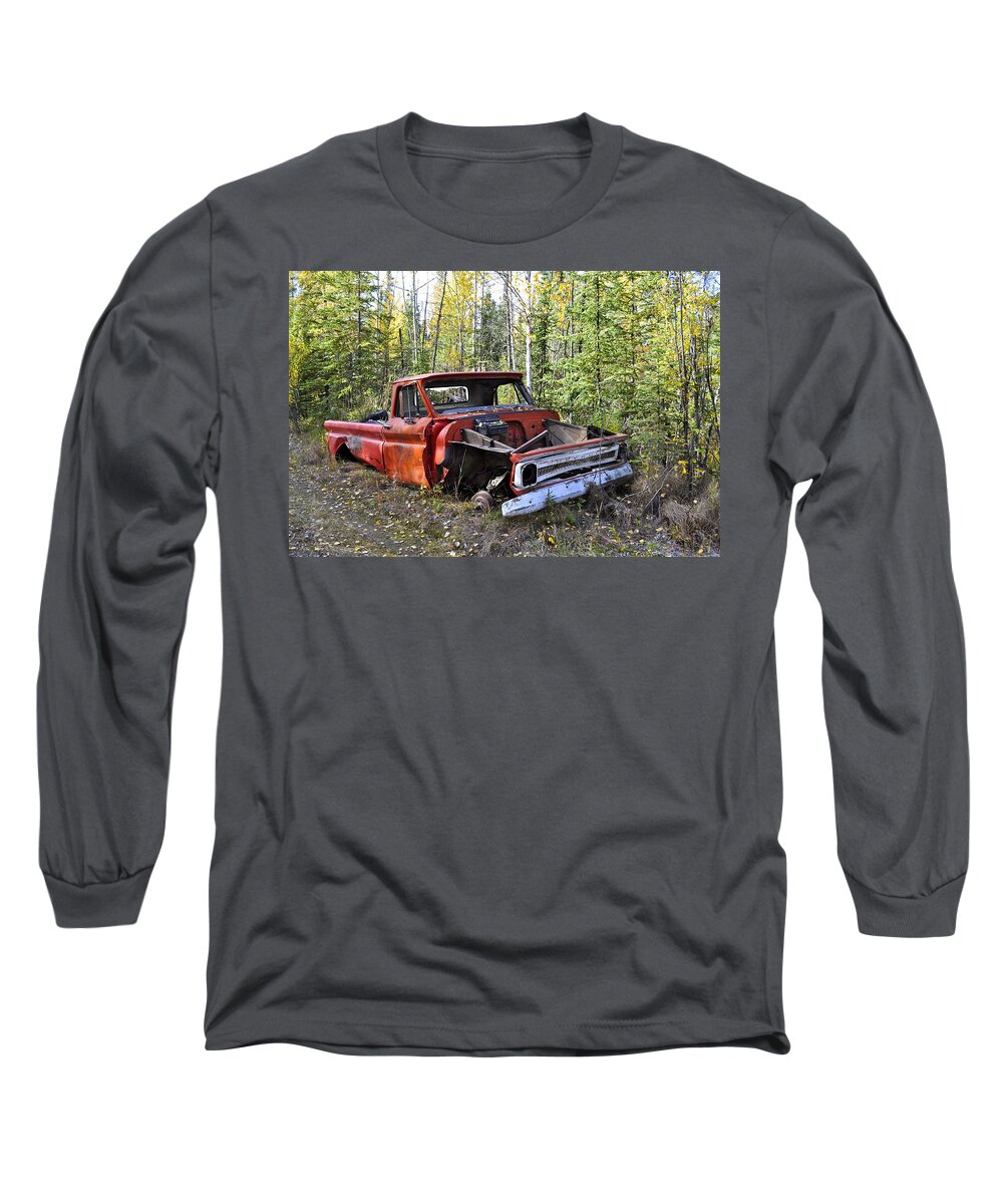 Abandoned Long Sleeve T-Shirt featuring the photograph Stripped Chevy by Cathy Mahnke