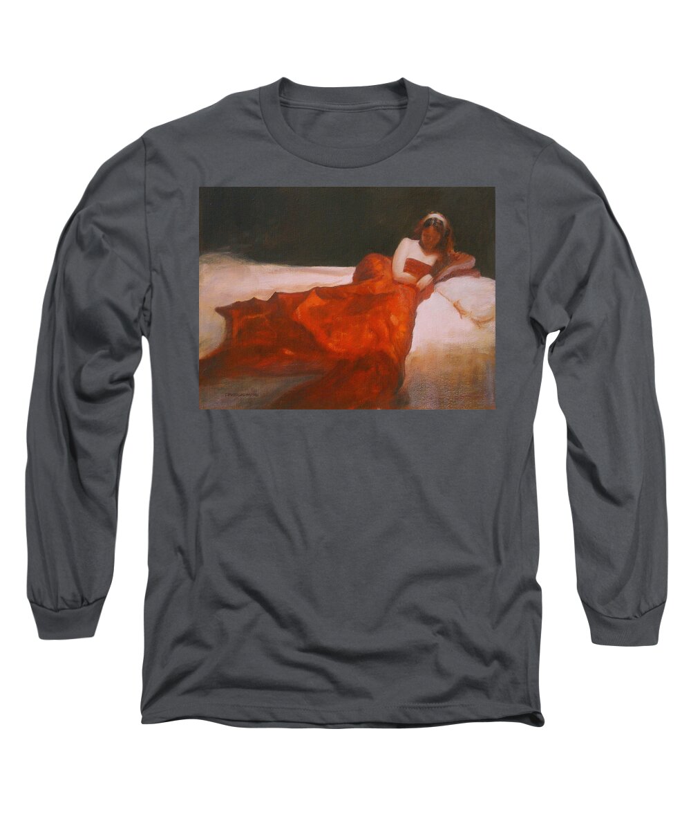 Sensuous Long Sleeve T-Shirt featuring the painting Study for Repose by David Ladmore
