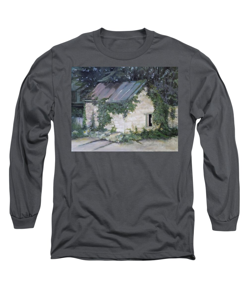 Fine Art Stone Building Long Sleeve T-Shirt featuring the painting Summer Kitchen by Rebecca Matthews