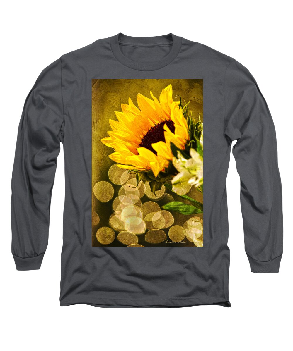 Sunflower Long Sleeve T-Shirt featuring the photograph Sunflower And The Lights by Sandi OReilly