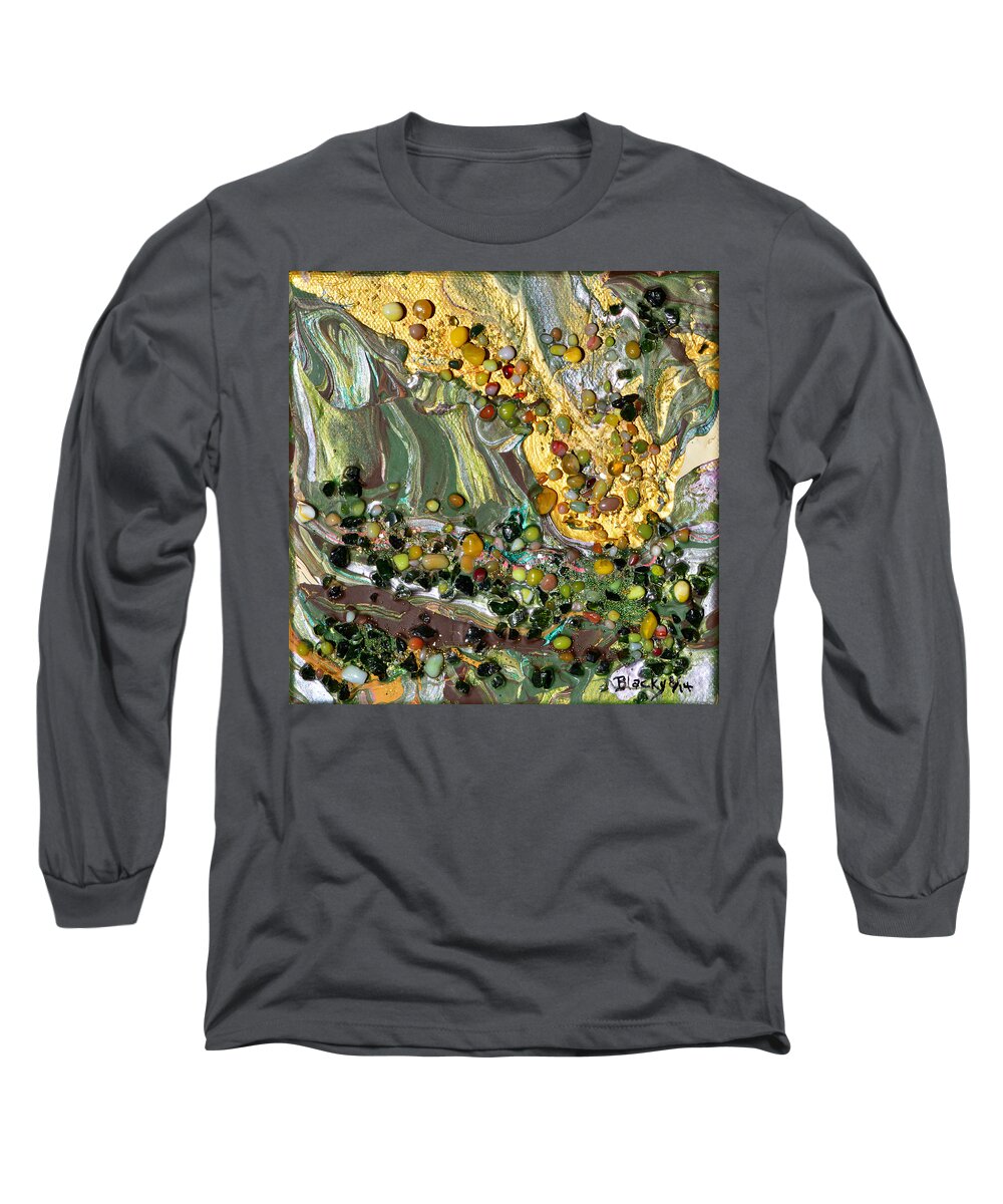 Modern Long Sleeve T-Shirt featuring the mixed media Sunlit Marsh by Donna Blackhall