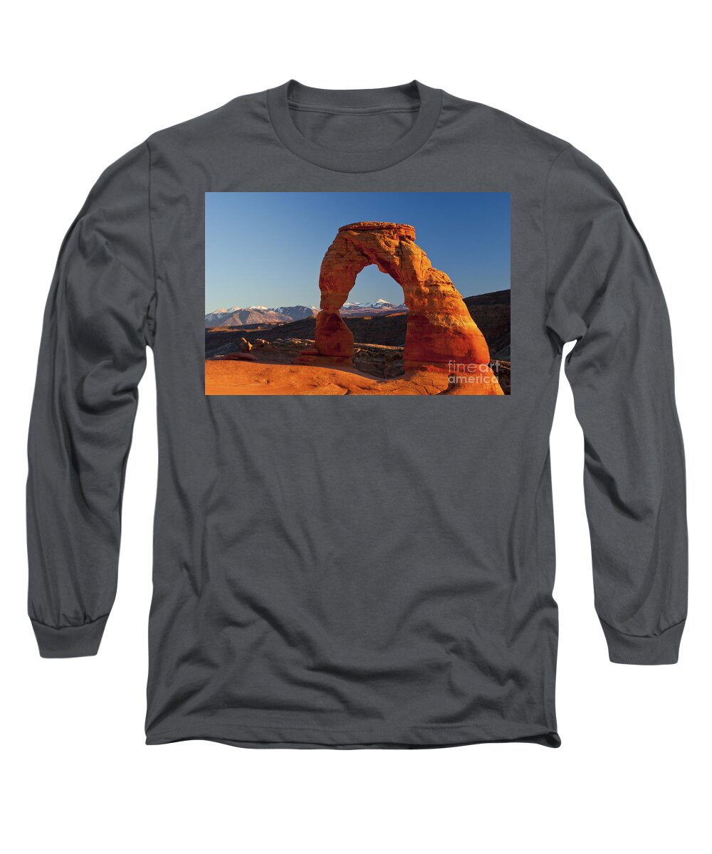 Delicate Arch Long Sleeve T-Shirt featuring the photograph Sunset at Delicate Arch One by Bob Phillips