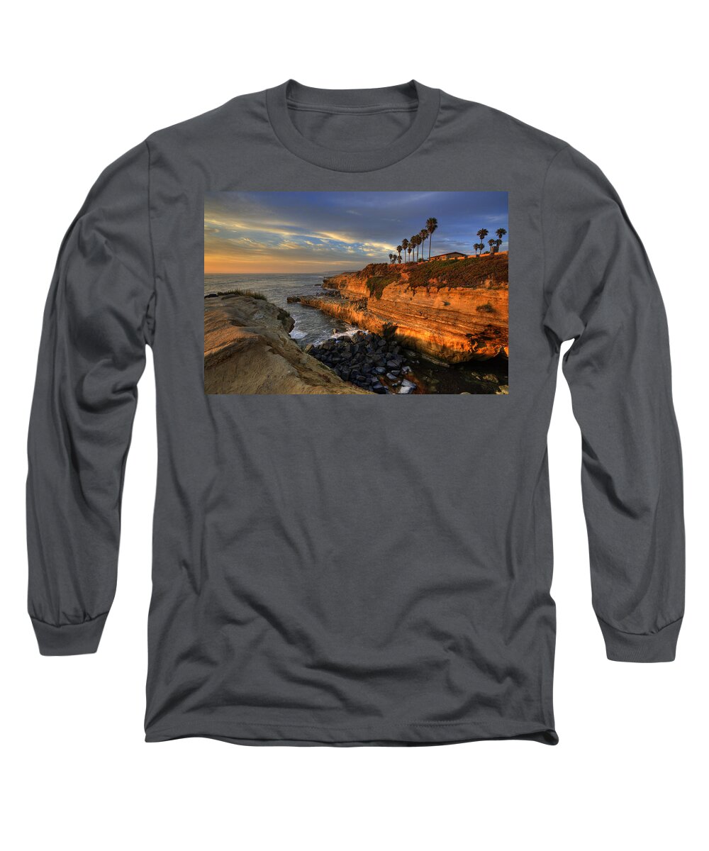 Clouds Long Sleeve T-Shirt featuring the photograph Sunset Cliffs by Peter Tellone