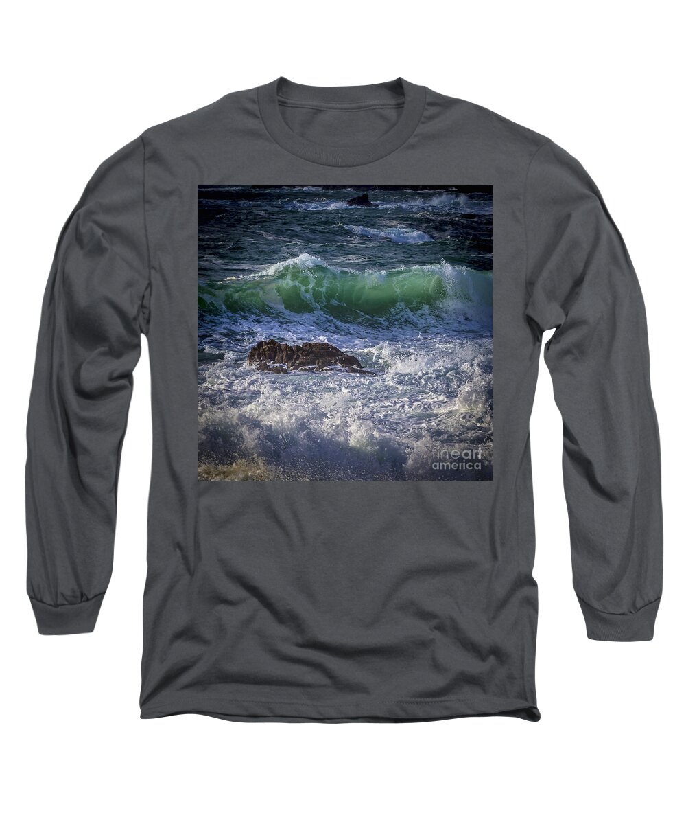 Ferrol Long Sleeve T-Shirt featuring the photograph Swells in Doninos Beach Galicia Spain by Pablo Avanzini