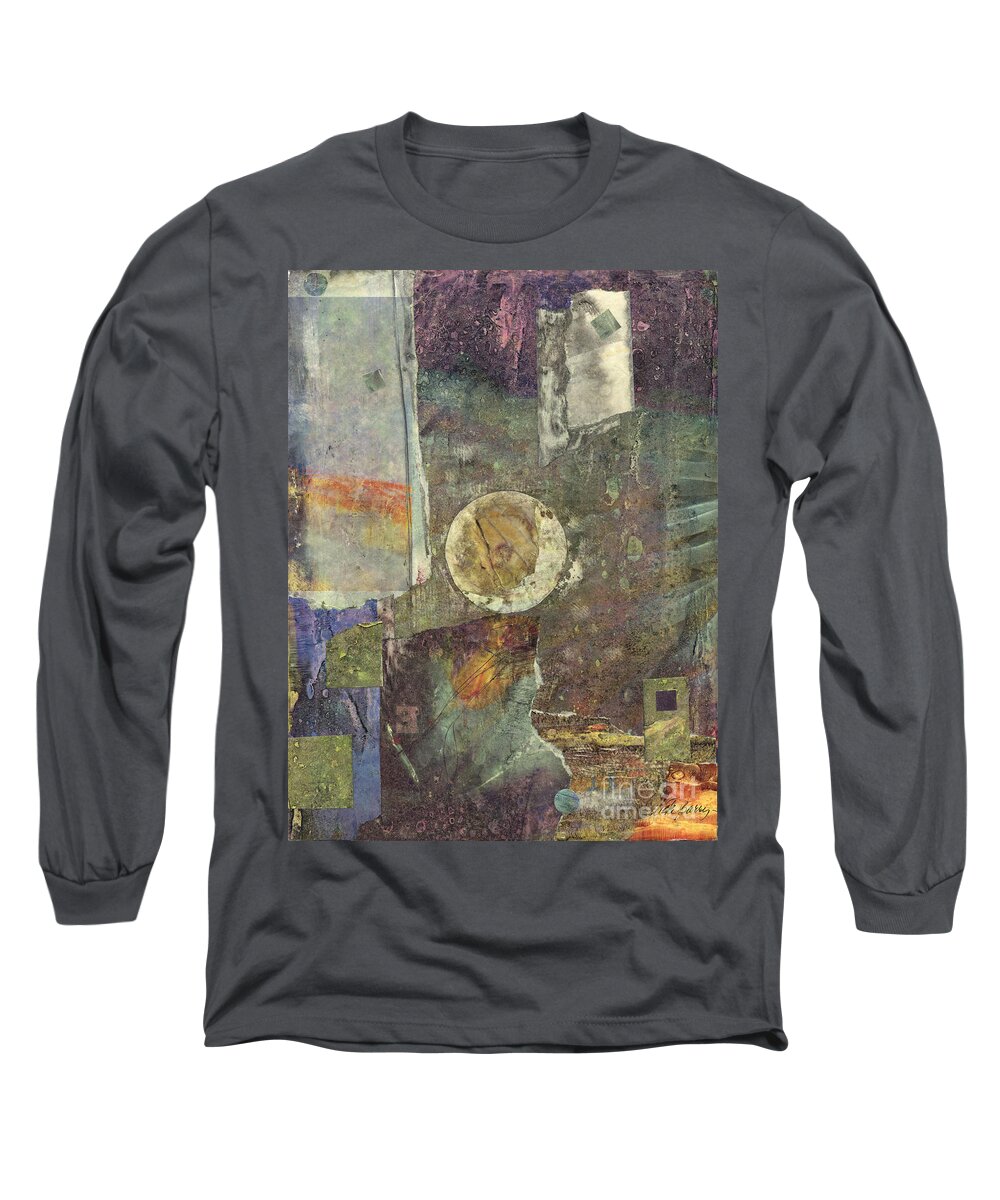 Collage Long Sleeve T-Shirt featuring the mixed media The Abyss by Vicki Baun Barry