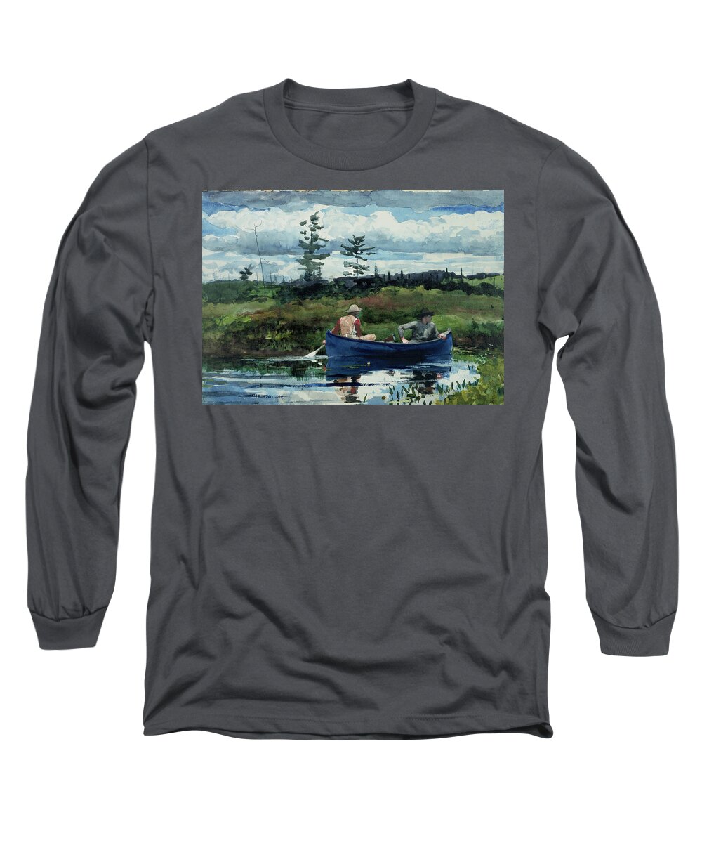 Wislow Homer Long Sleeve T-Shirt featuring the painting The Blue Boat by Winslow Homer