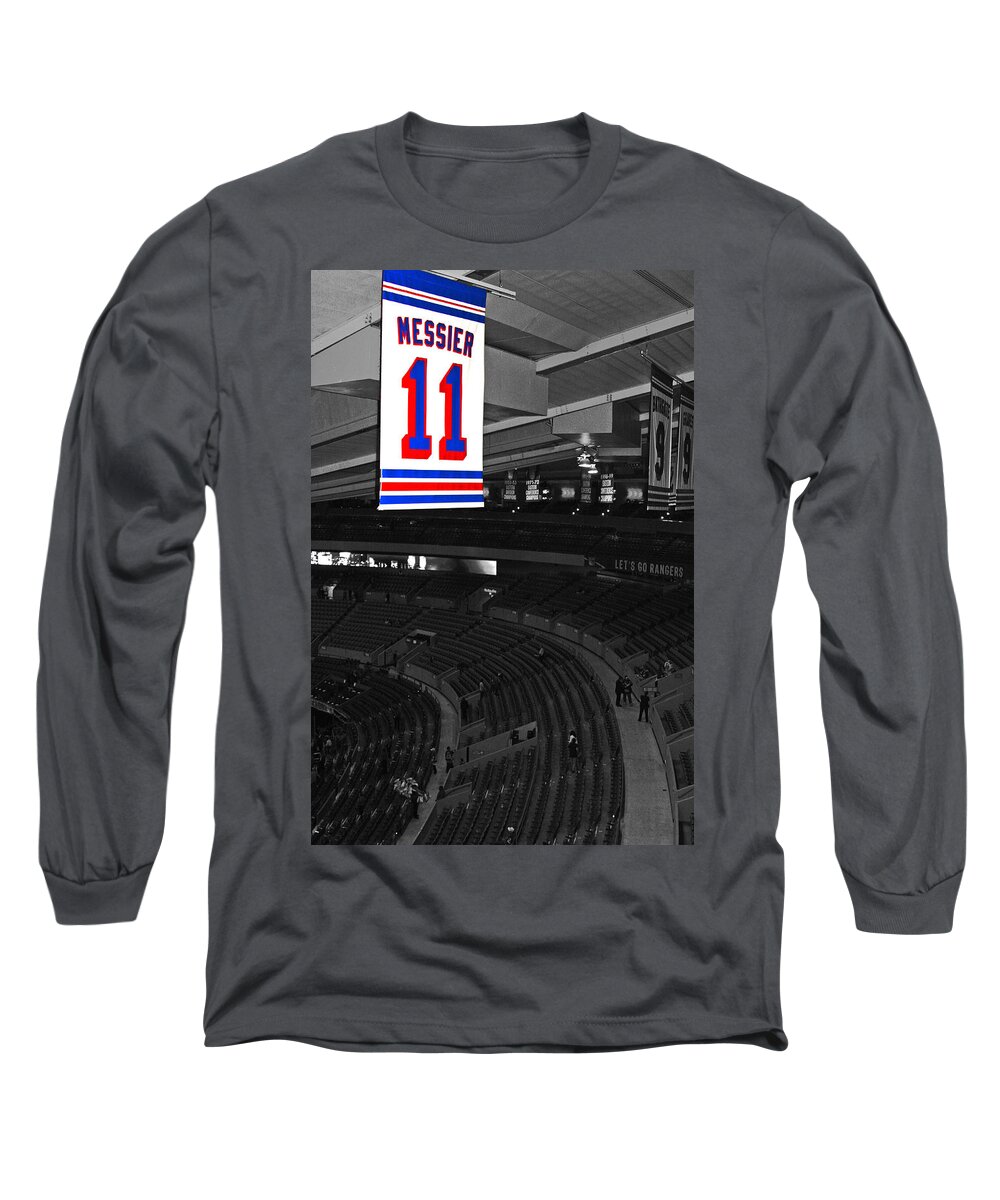 Hockey Long Sleeve T-Shirt featuring the photograph The Captain Looks Over by Karol Livote