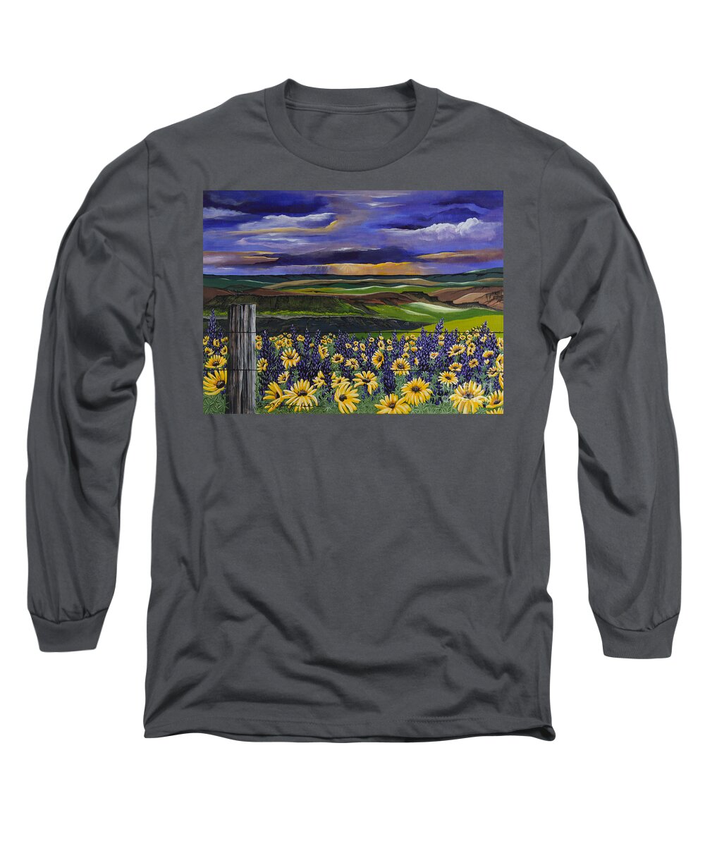 Color Long Sleeve T-Shirt featuring the painting The Colors of the Plateau by Jennifer Lake