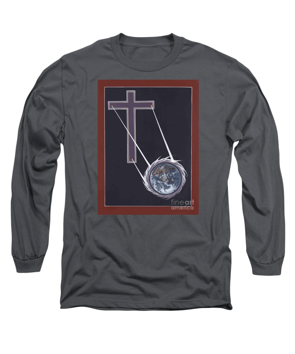 Cross Long Sleeve T-Shirt featuring the painting The Cross Shines on the Last Days by William Hart McNichols