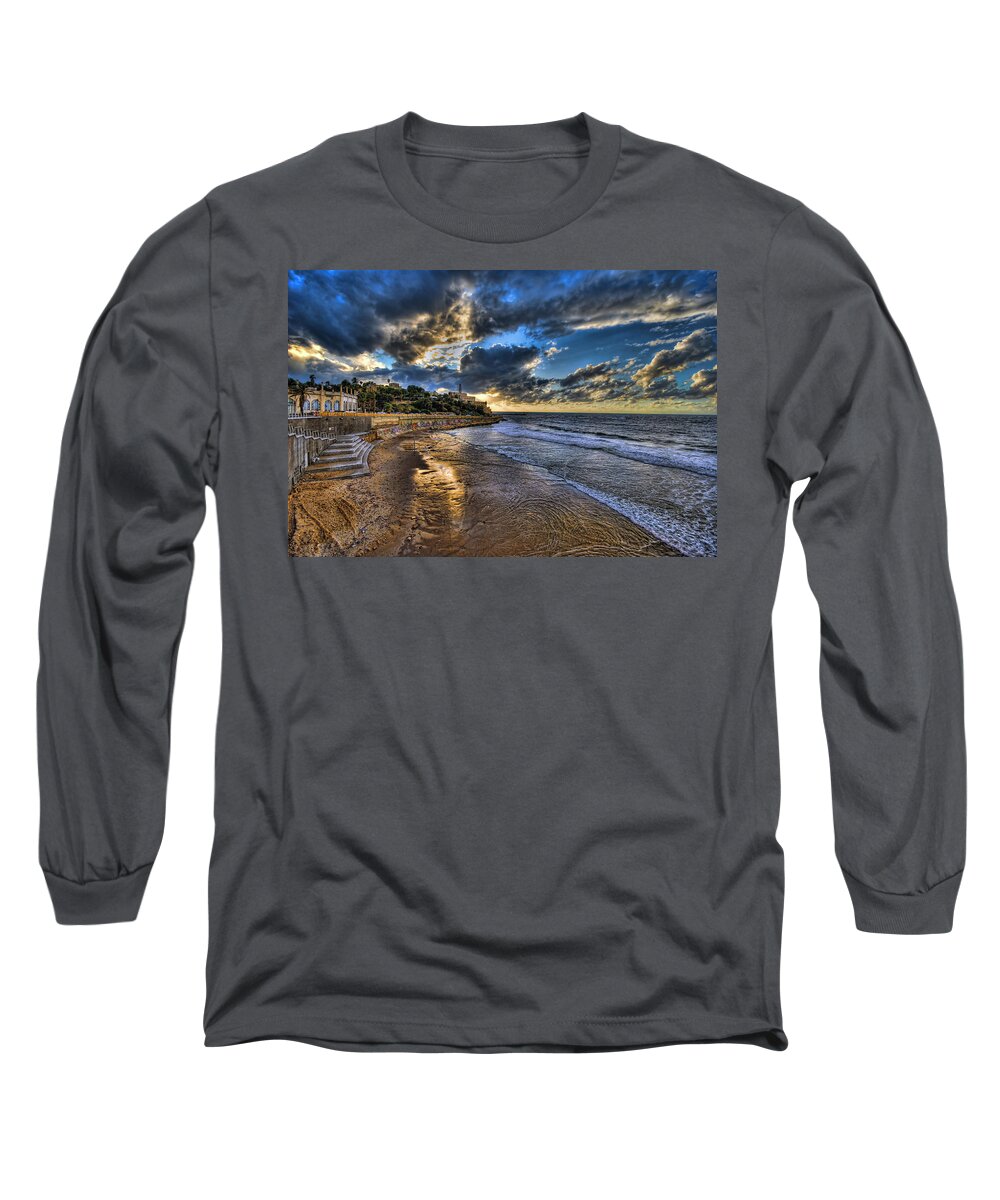 Israel Long Sleeve T-Shirt featuring the photograph the golden hour during sunset at Israel by Ronsho