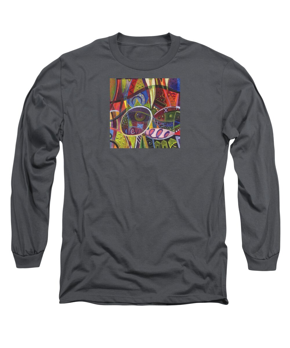 Abstract Long Sleeve T-Shirt featuring the painting The Joy of Design X by Helena Tiainen