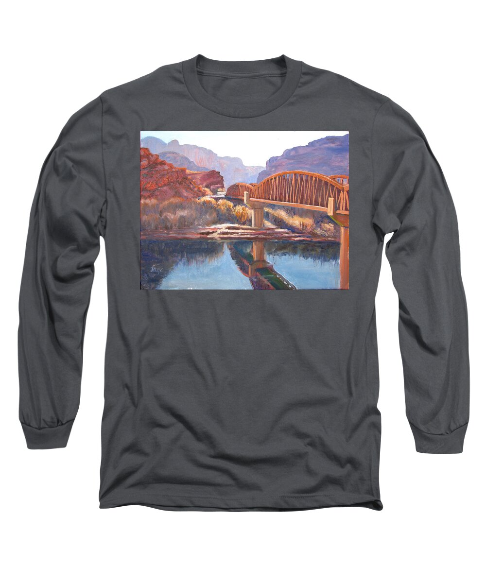 Bridge Long Sleeve T-Shirt featuring the painting The Pedestrian Bridge by Page Holland
