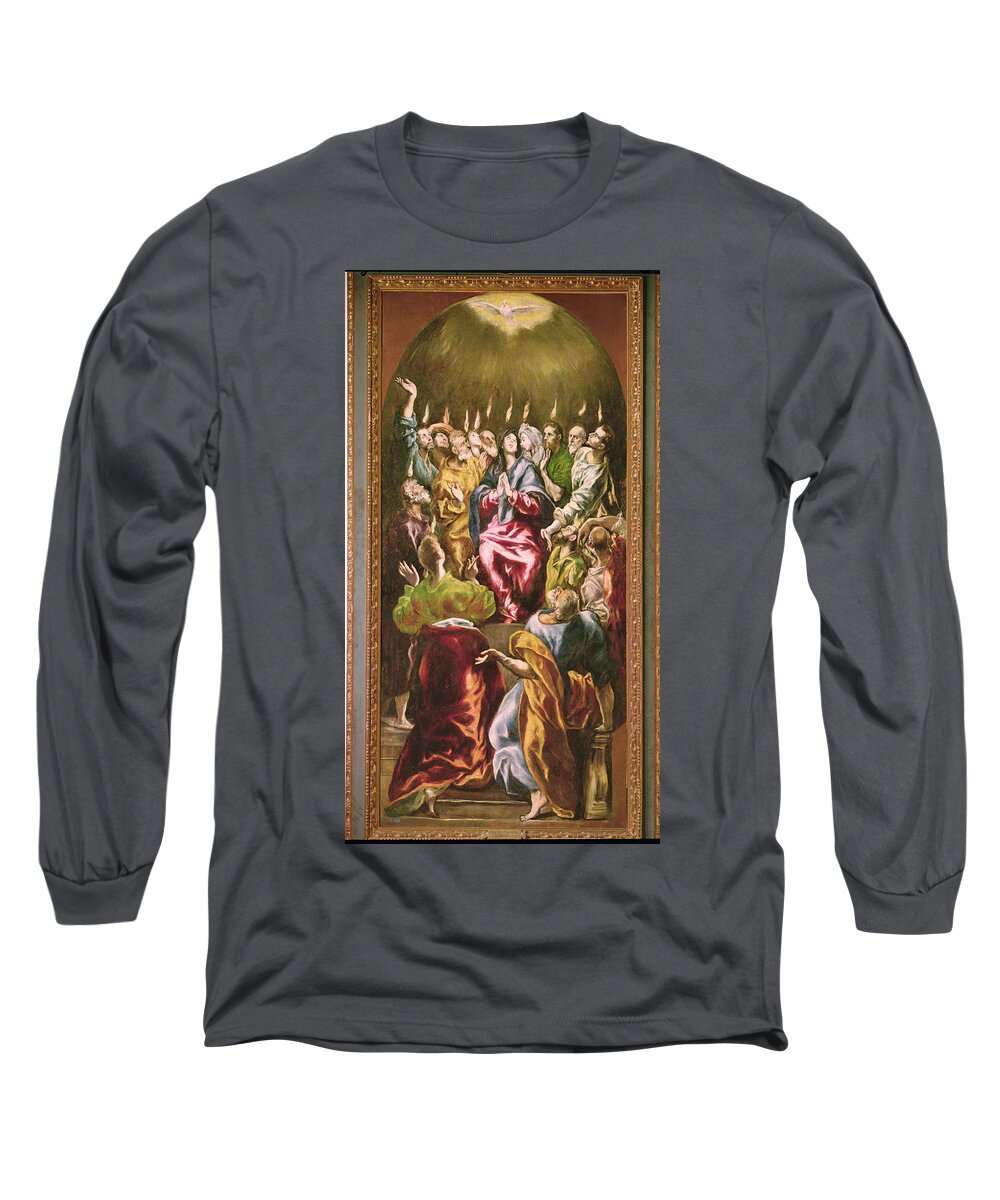 Descent Long Sleeve T-Shirt featuring the photograph The Pentecost, C.1604-14 Oil On Canvas by El Greco