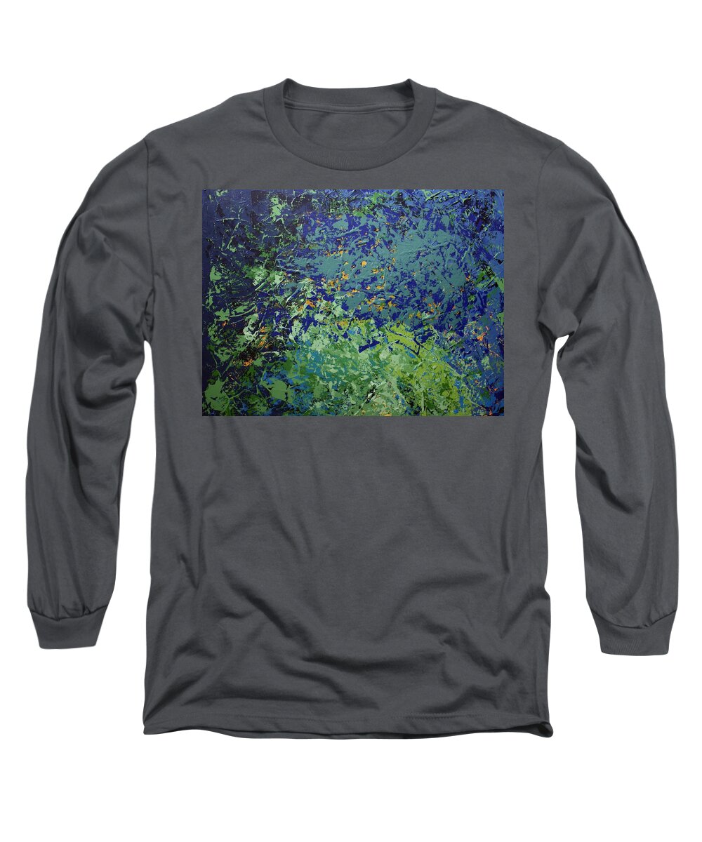 Pond Long Sleeve T-Shirt featuring the painting The Pond by Linda Bailey