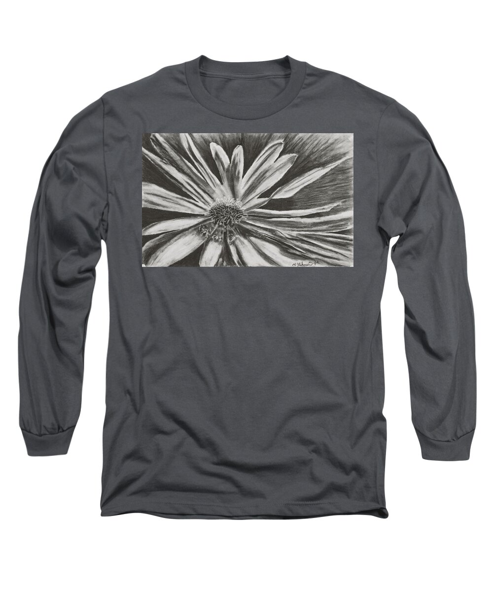 Flower Long Sleeve T-Shirt featuring the drawing The Reacher by Yolanda Raker