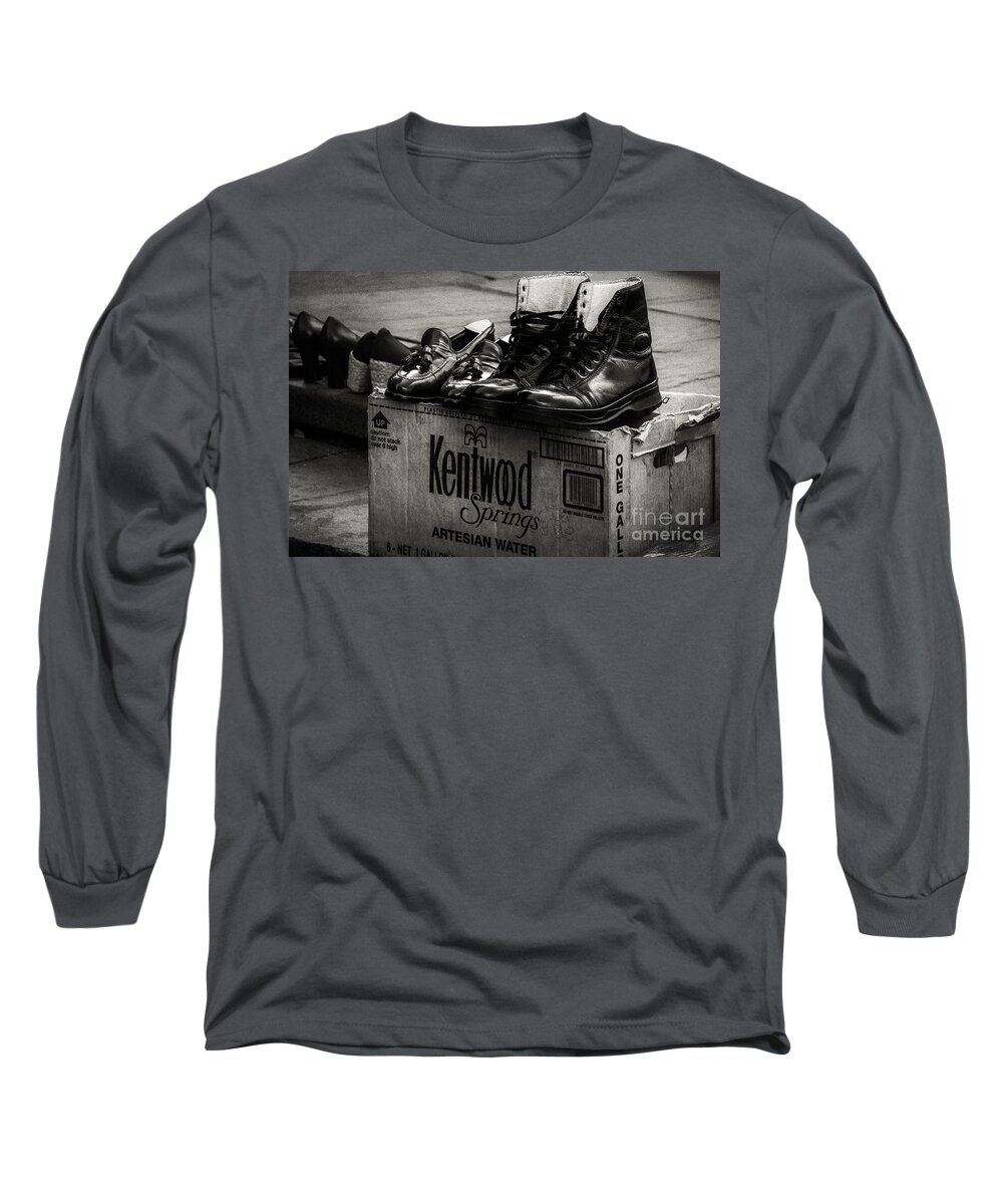 Shoes Long Sleeve T-Shirt featuring the photograph The Shoeshine Man's Shoes by Kathleen K Parker