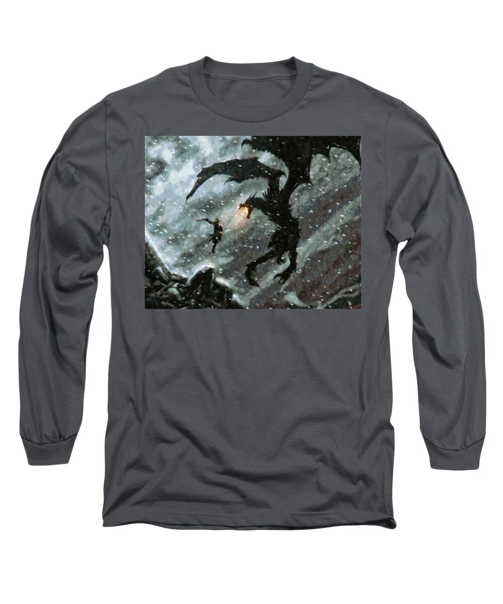 Midnight Streets Long Sleeve T-Shirt featuring the painting There is no Fear by Joe Misrasi