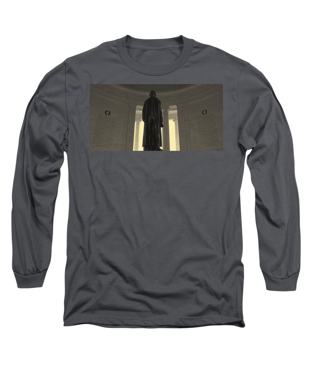 Thomas Jefferson Long Sleeve T-Shirt featuring the photograph Thomas Jefferson In Hdr Panoramic by Joseph Hedaya