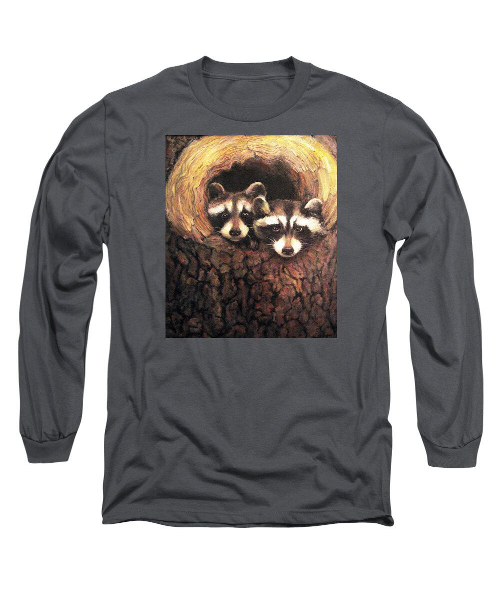 Nature Long Sleeve T-Shirt featuring the painting Three is a Crowd by Donna Tucker
